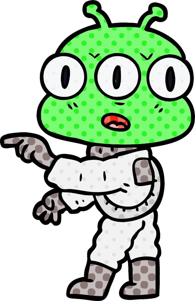 cartoon three eyed alien vector