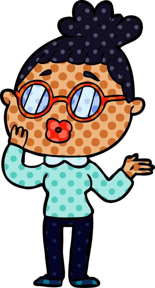 cartoon woman wearing spectacles vector