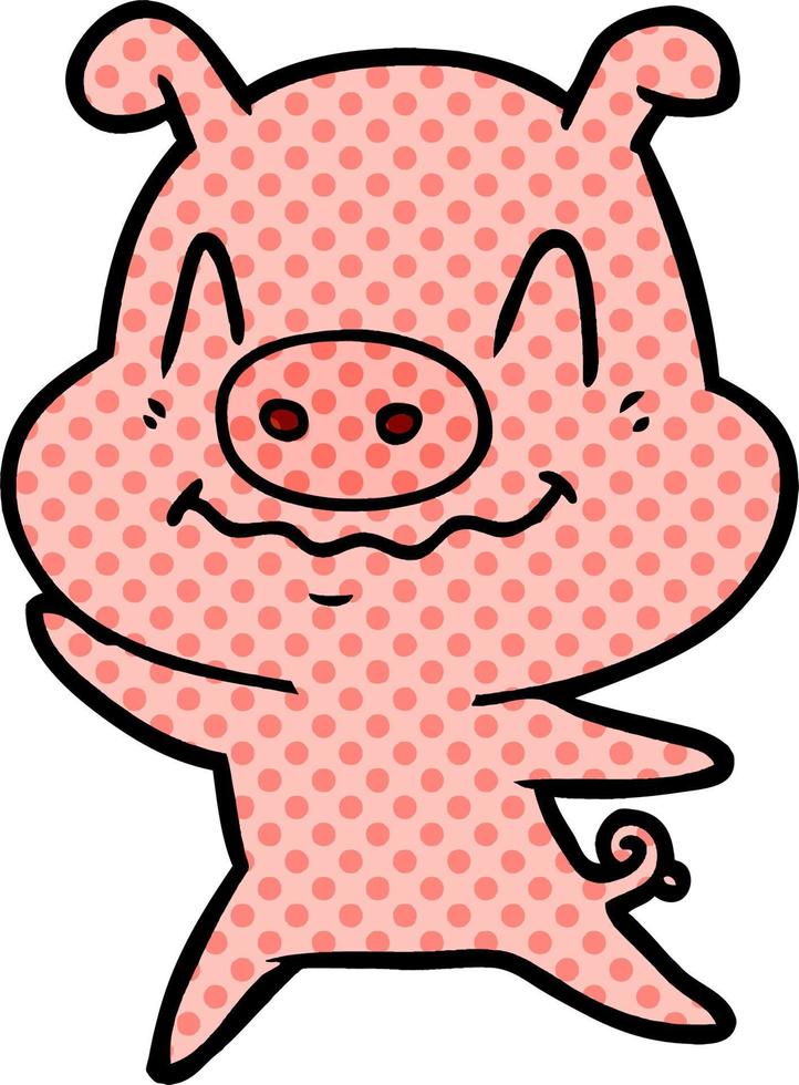 nervous cartoon pig vector