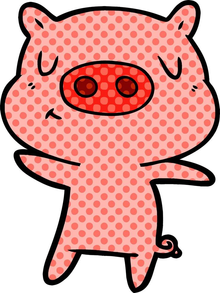 cartoon content pig vector