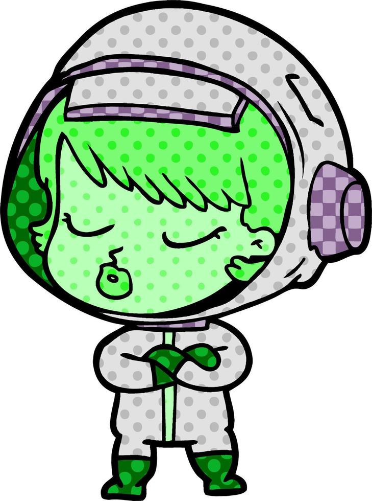 cartoon pretty astronaut girl vector
