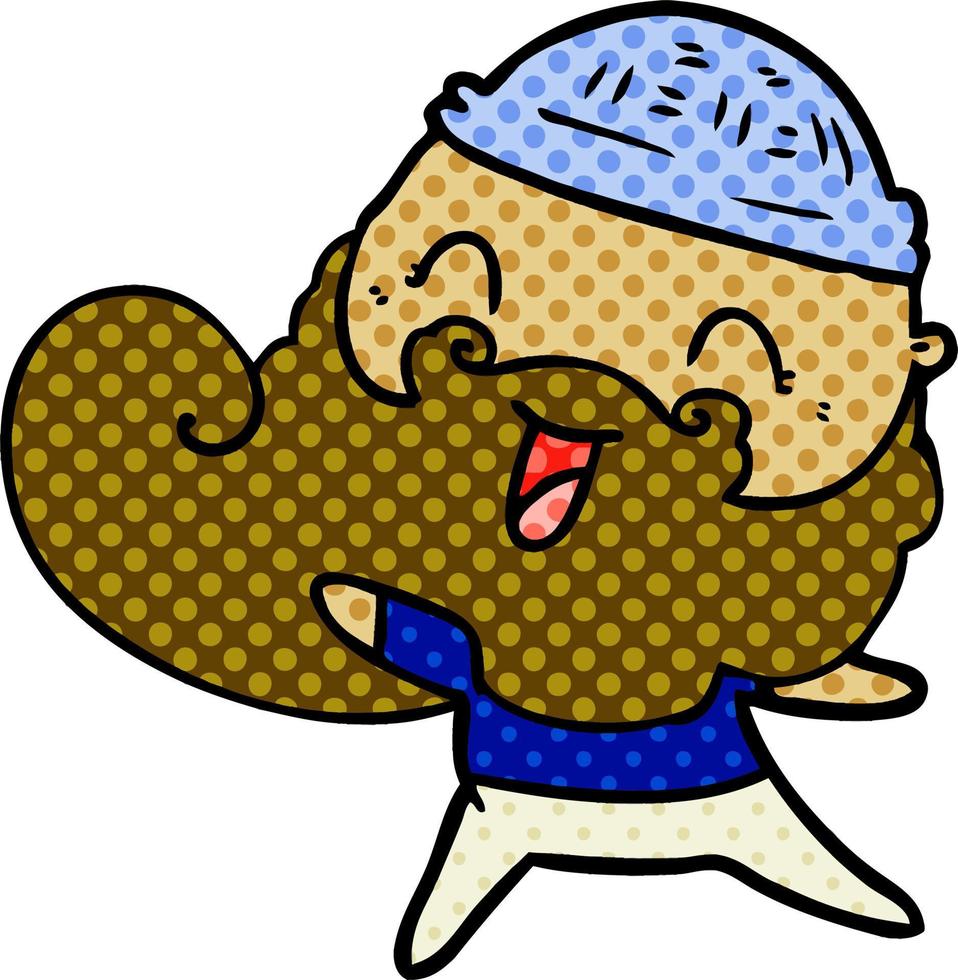 happy man with beard and winter hat vector
