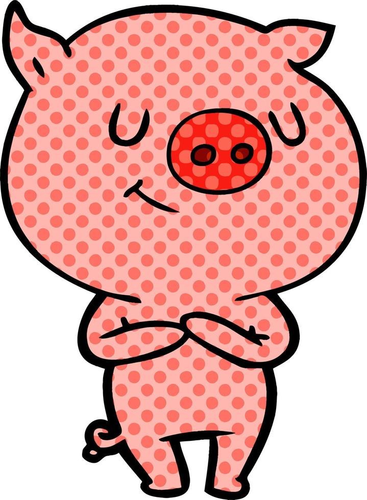happy cartoon pig vector