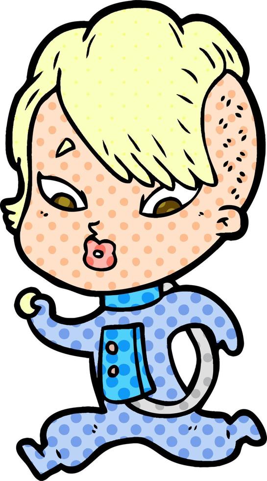 cartoon surprised girl vector