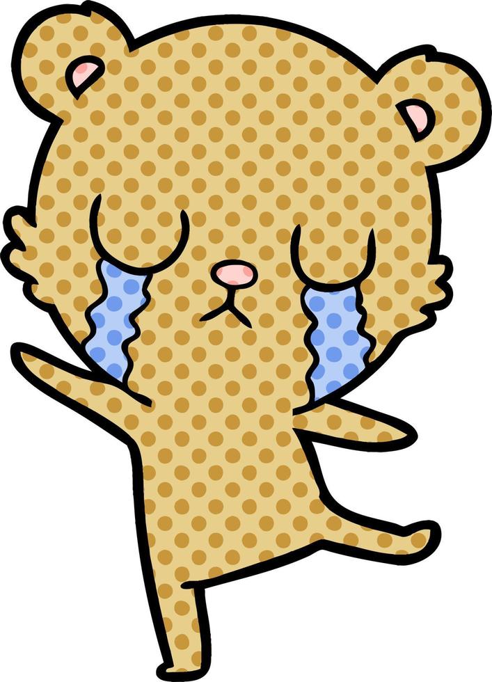 crying cartoon bear doing a sad dance vector