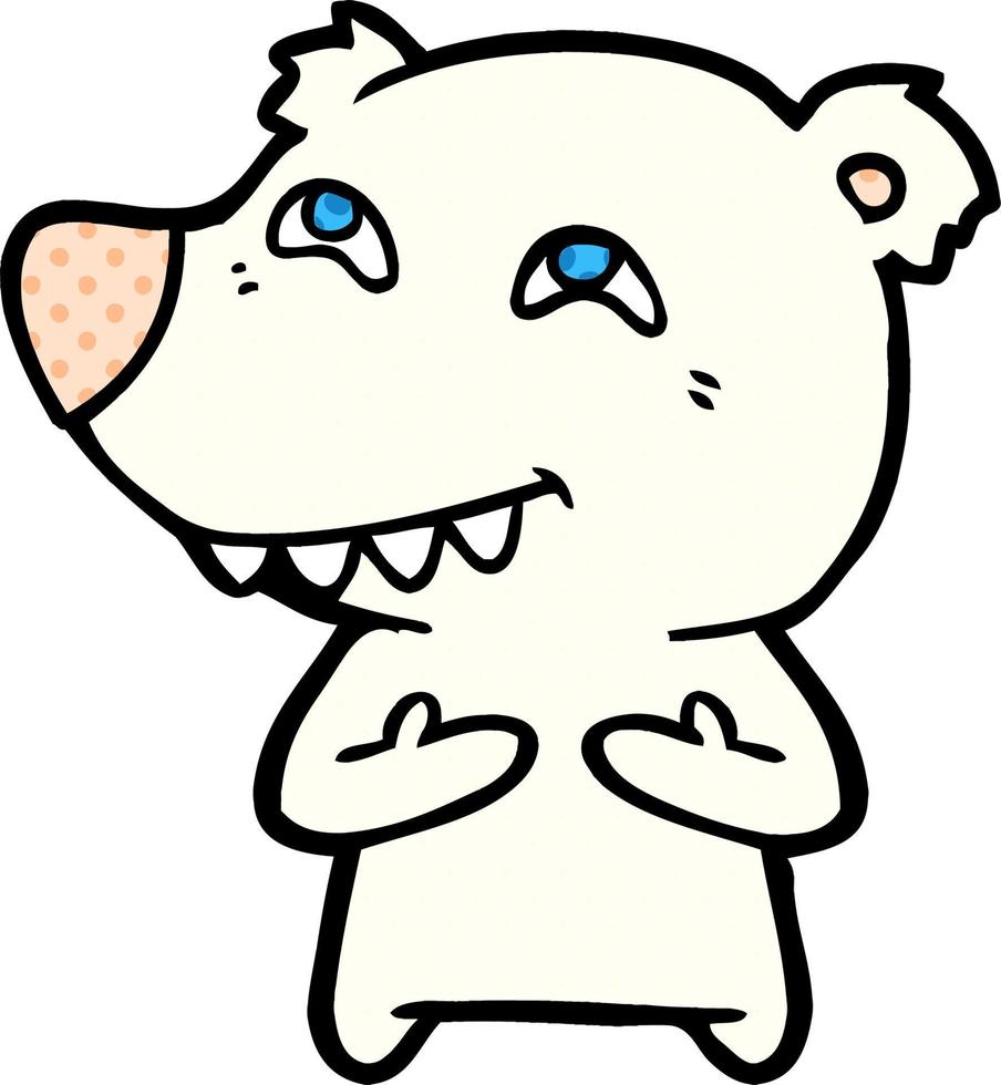 cartoon polar bear showing teeth vector