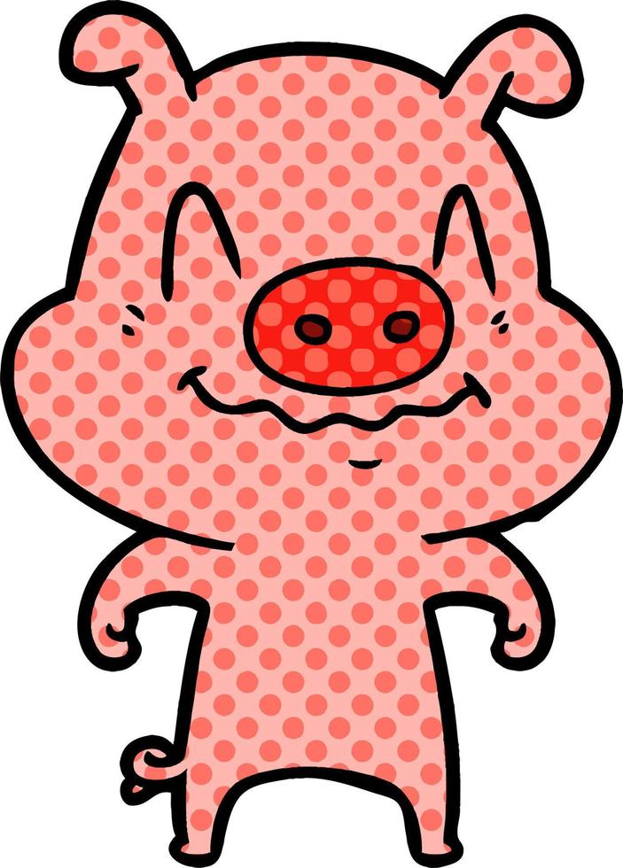 nervous cartoon pig vector