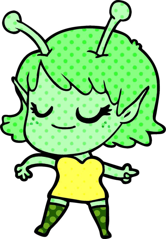 smiling alien girl cartoon vector