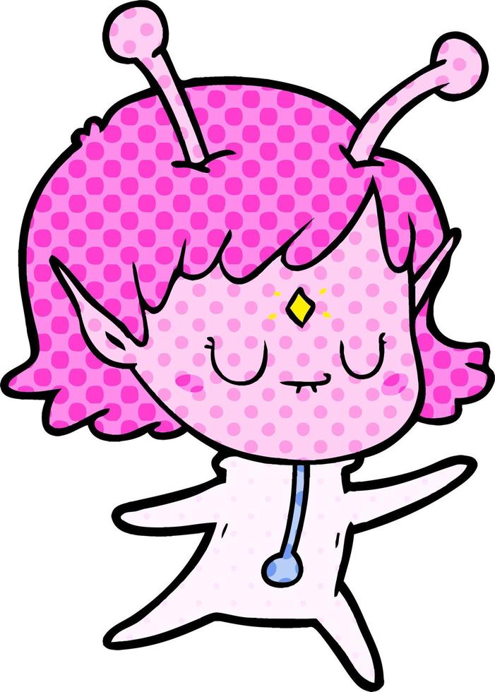 cartoon alien girl vector