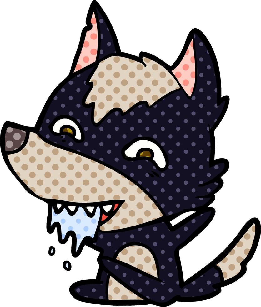 cartoon hungry wolf vector
