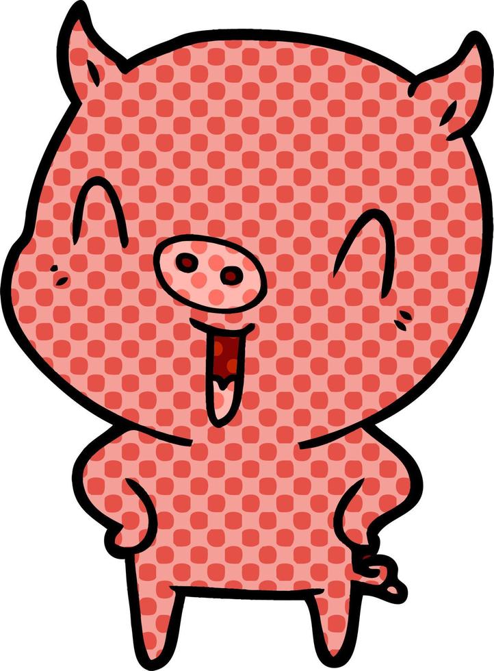 happy cartoon pig vector