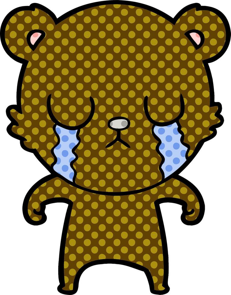 oso de dibujos animados llorando vector