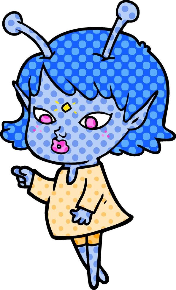 pretty cartoon alien girl vector