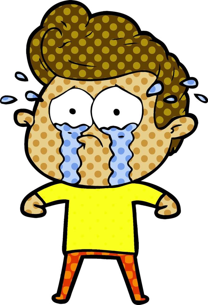 cartoon crying man vector