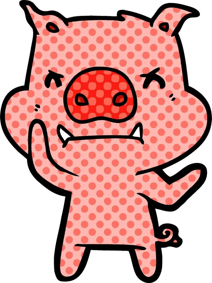 angry cartoon pig vector