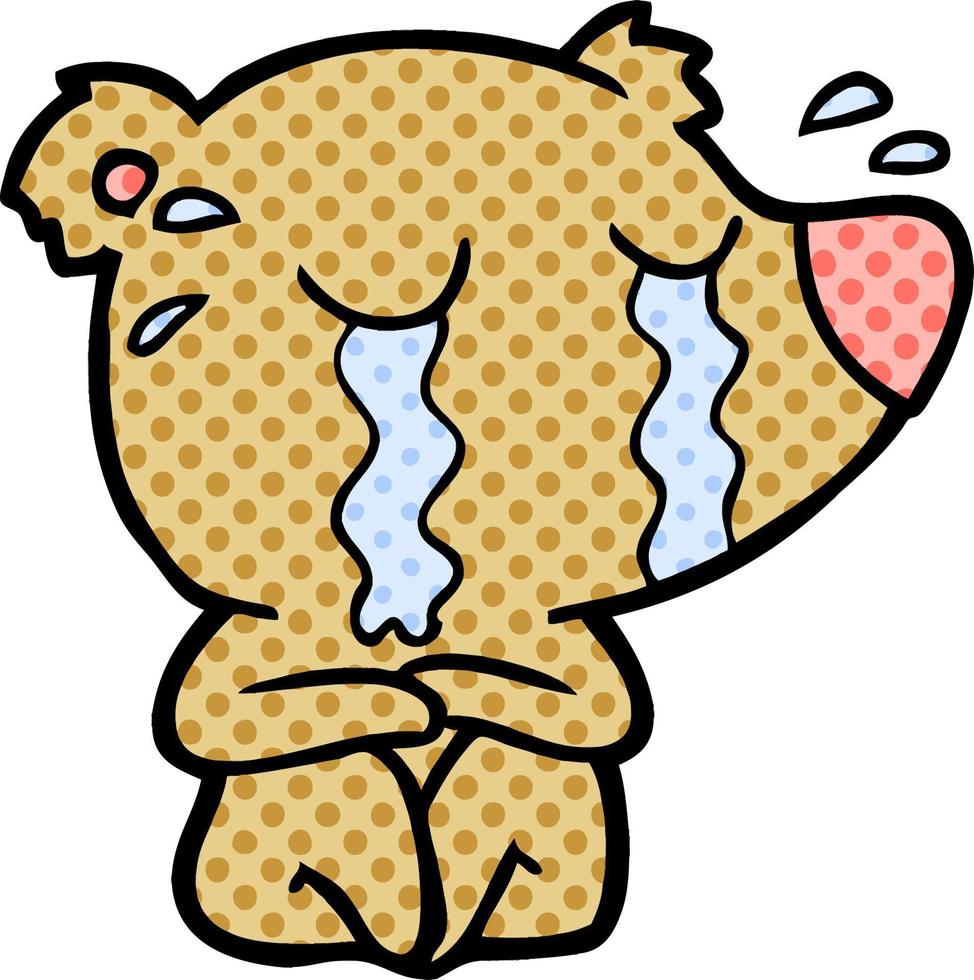 cartoon crying bear vector