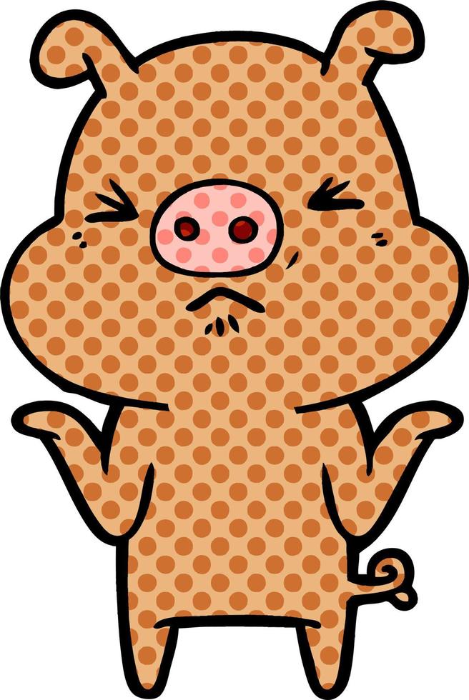 cartoon angry pig vector