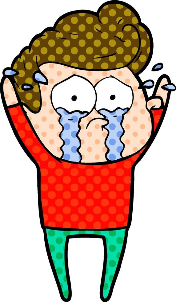 cartoon crying man vector