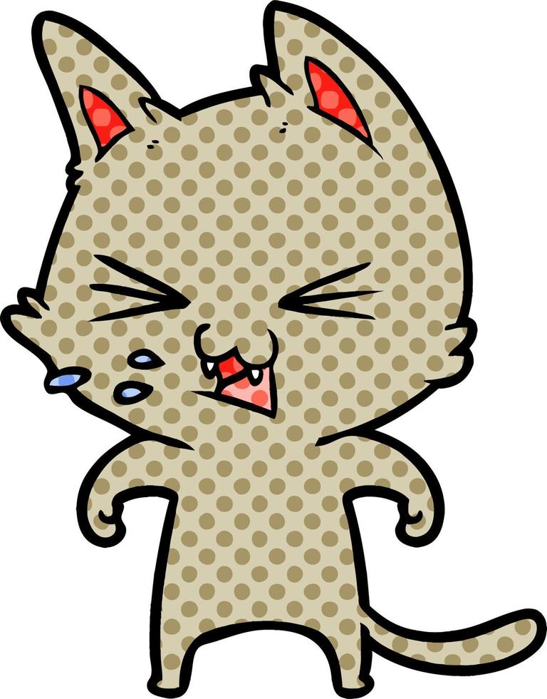 cartoon cat hissing vector