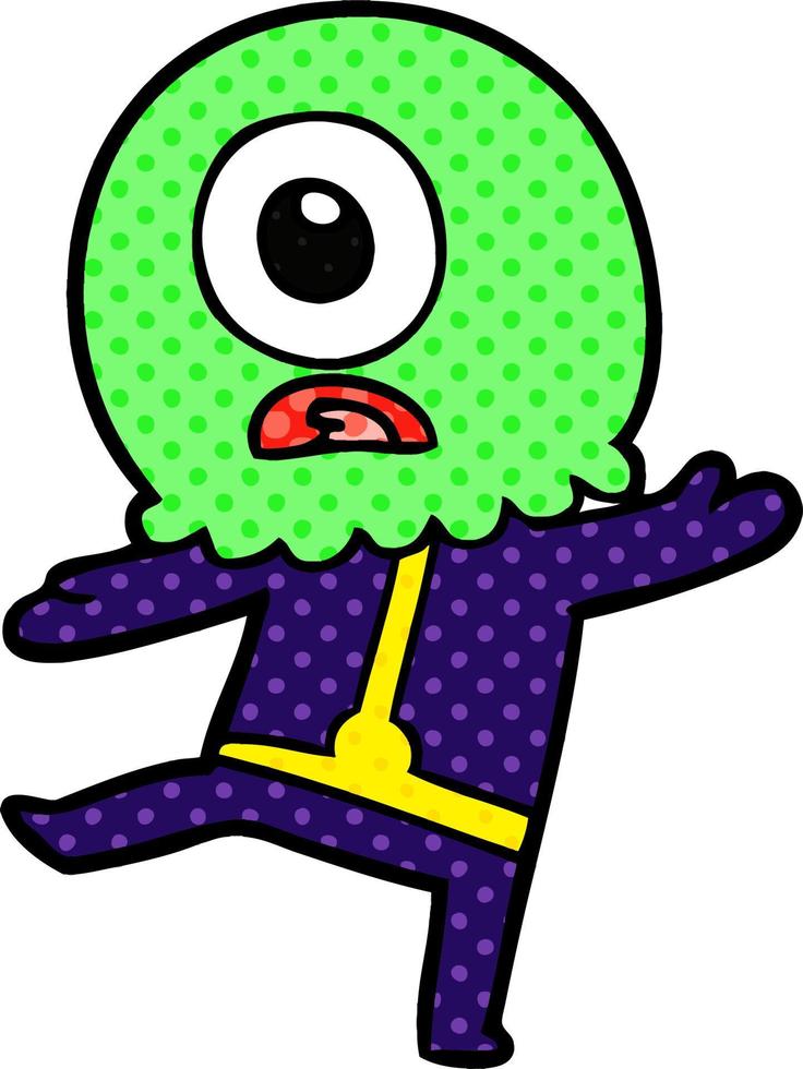 cartoon cyclops alien spaceman vector