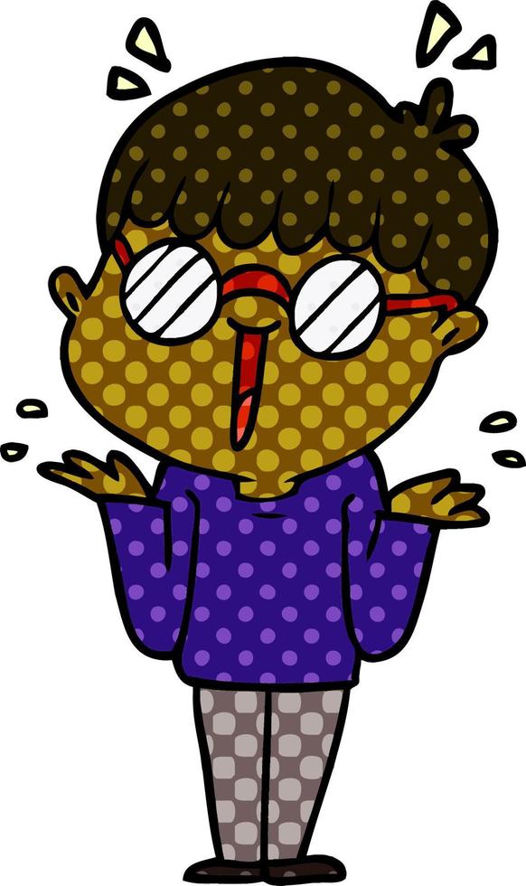 cartoon boy wearing spectacles vector