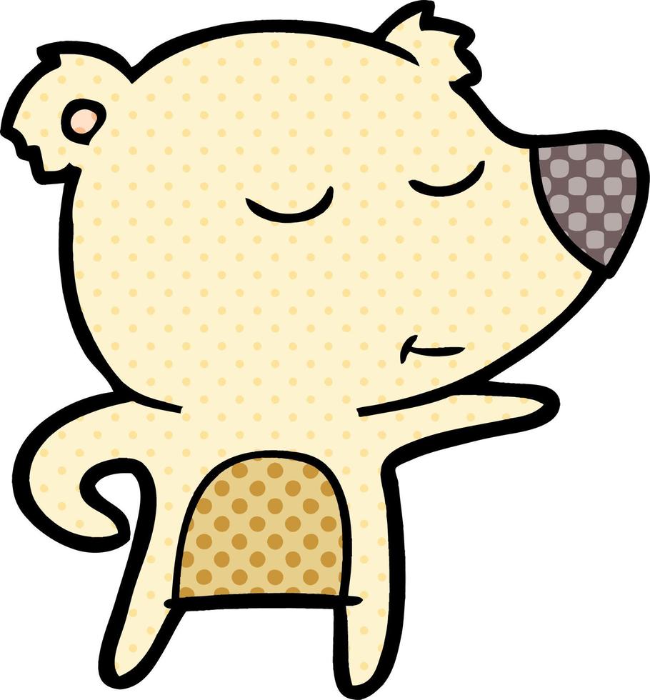 happy cartoon bear pointing vector