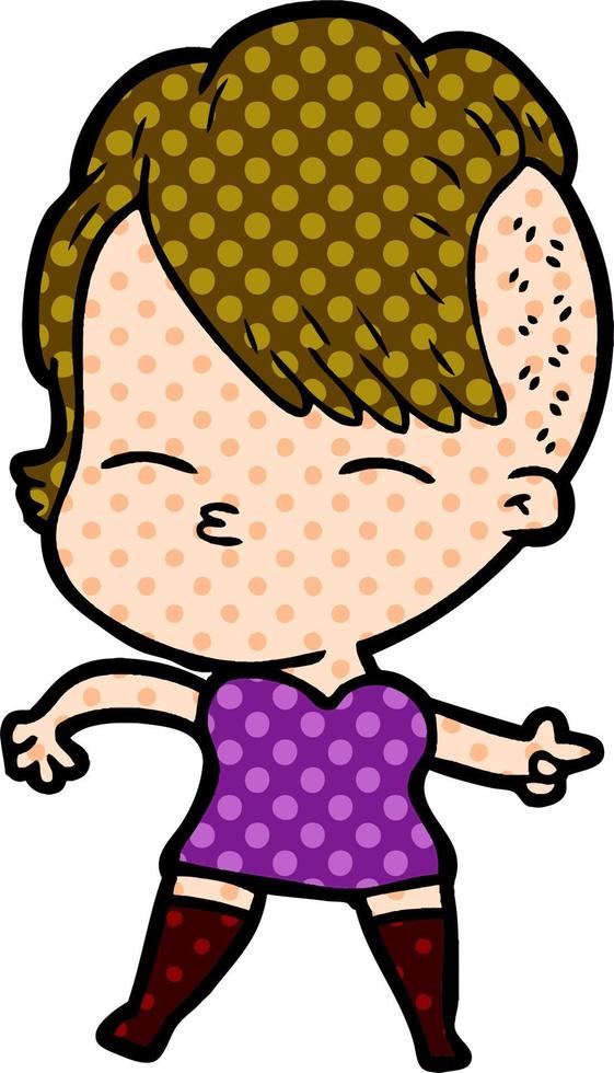 cartoon squinting girl vector