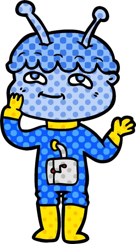 surprised cartoon spaceman vector