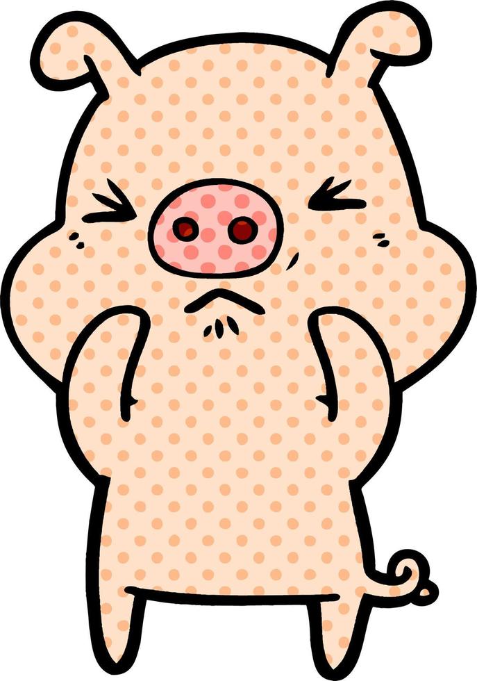 cartoon angry pig vector