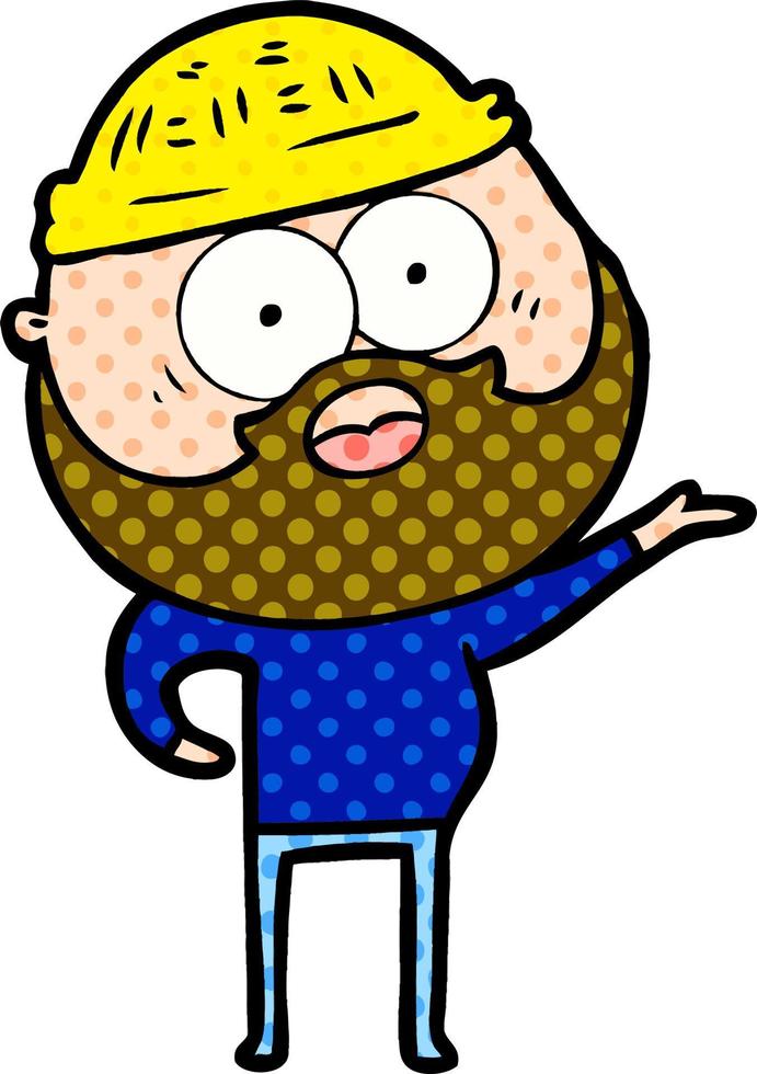 cartoon surprised bearded man vector