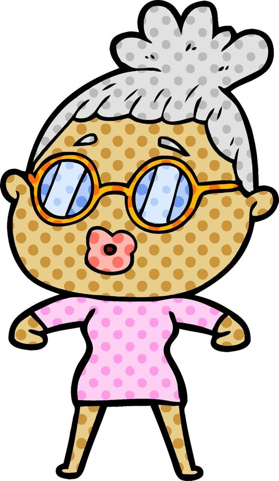 cartoon woman wearing spectacles vector