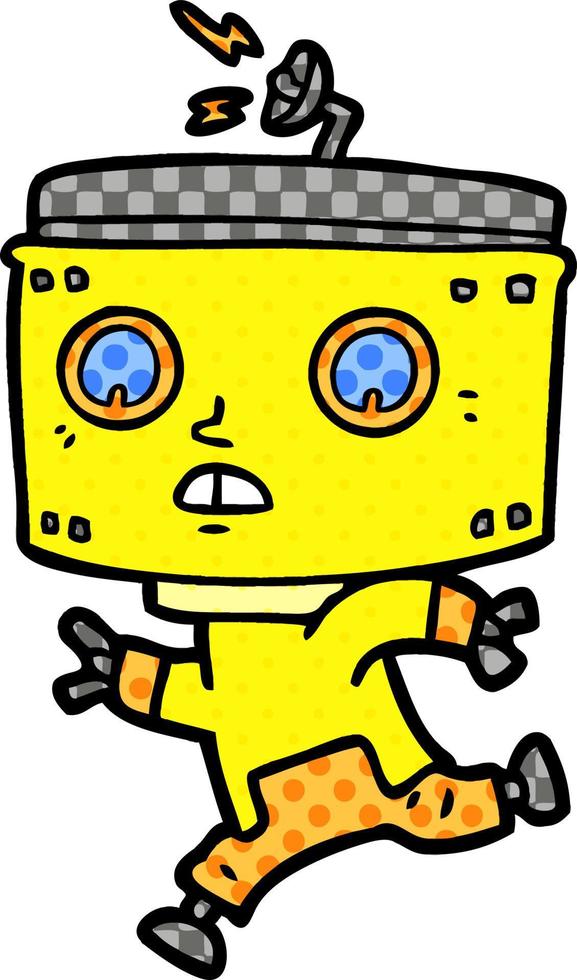 cartoon robot running vector