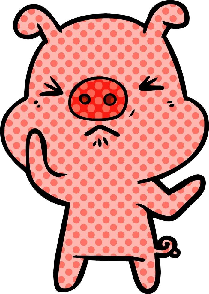 cartoon angry pig vector
