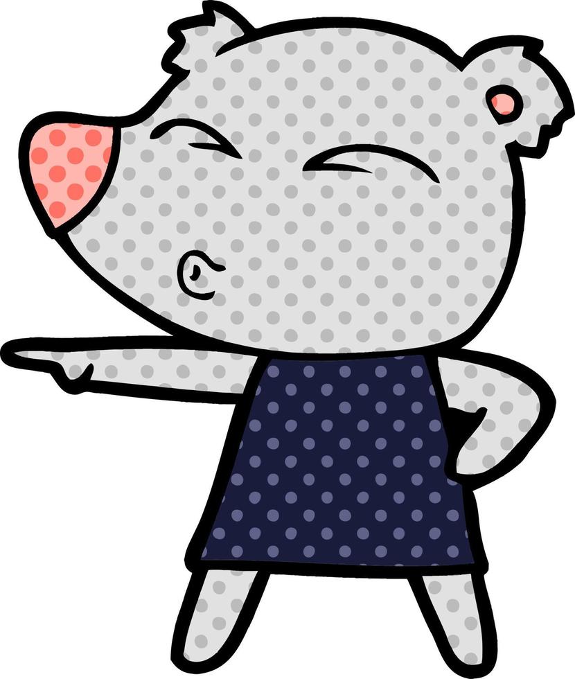 oso silbido de dibujos animados en vestido vector