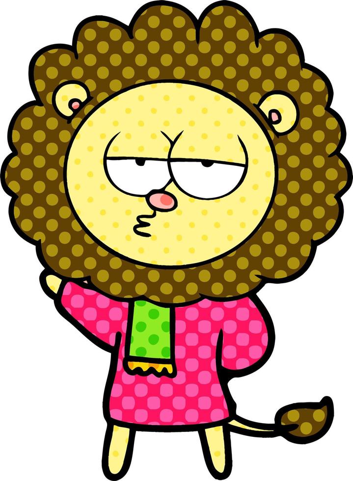cartoon bored lion vector