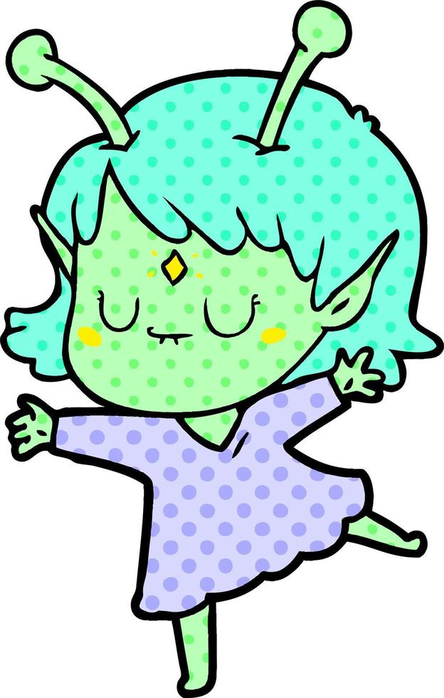 cartoon alien girl vector
