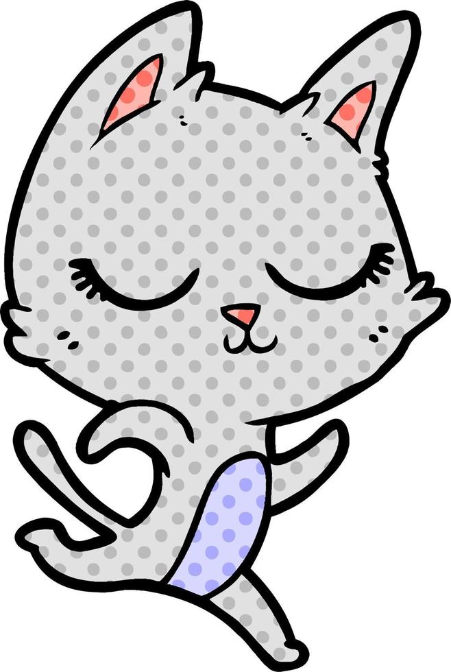calm cartoon cat vector