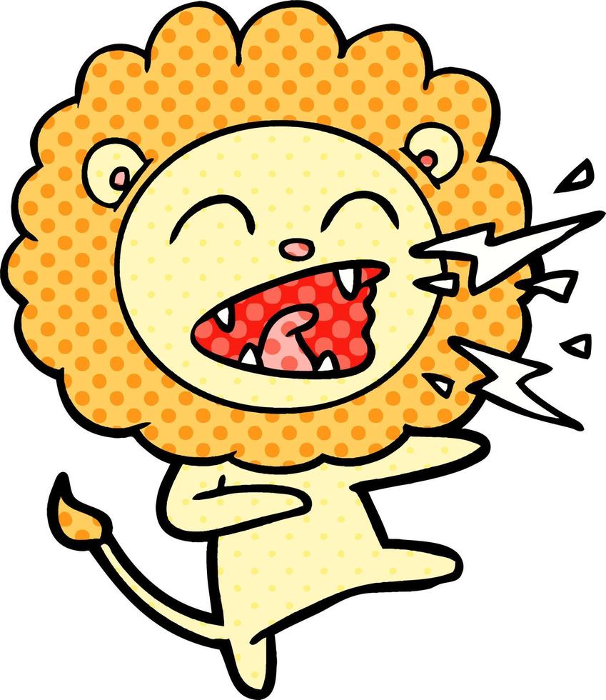 cartoon roaring lion vector