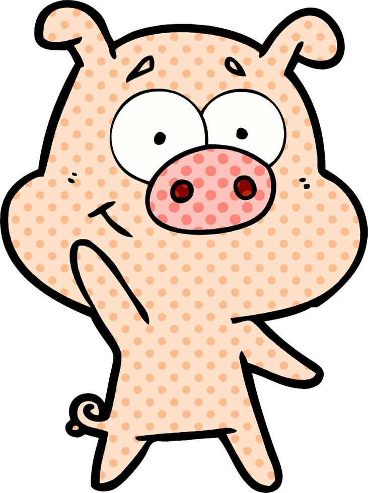 happy cartoon pig vector