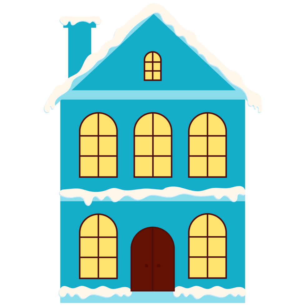 illustration of a snow house with a roof on transparent background. buildings for winter, new year, and christmas. png