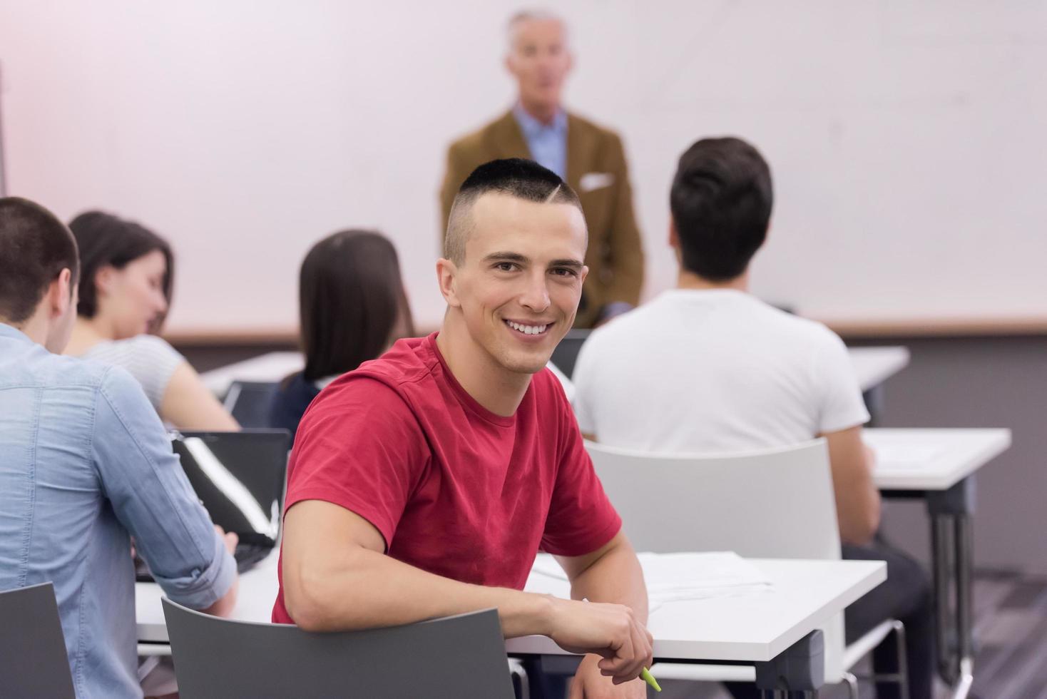 technology students group in computer lab school  classroom photo