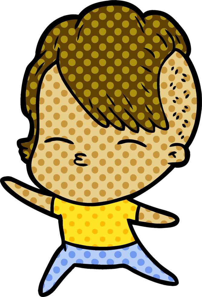 cartoon squinting girl vector