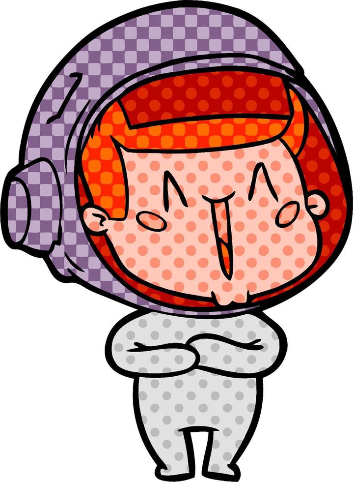 happy cartoon astronaut vector