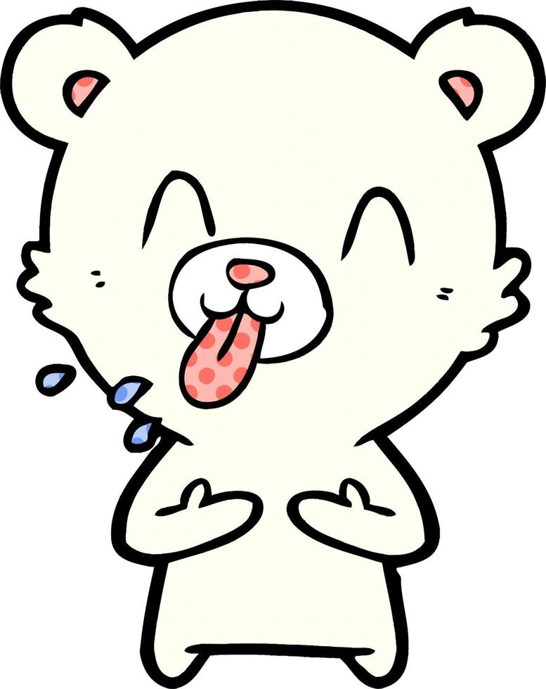 rude cartoon polar bear sticking out tongue vector