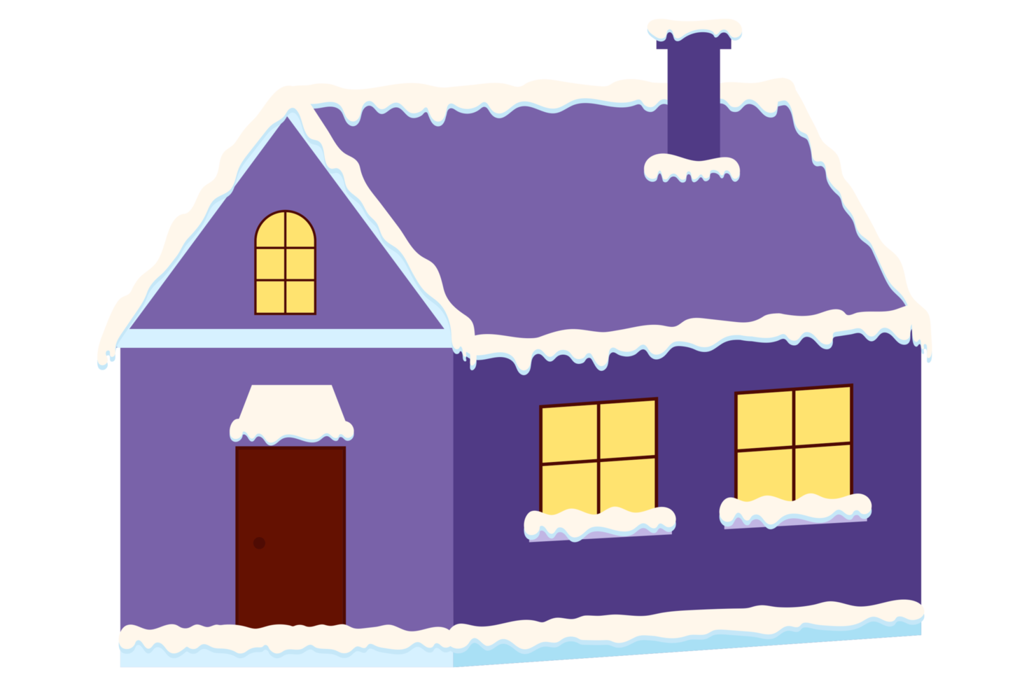 illustrazione di un' neve Casa con un' tetto su trasparente sfondo. edifici per inverno, nuovo anno, e Natale. png