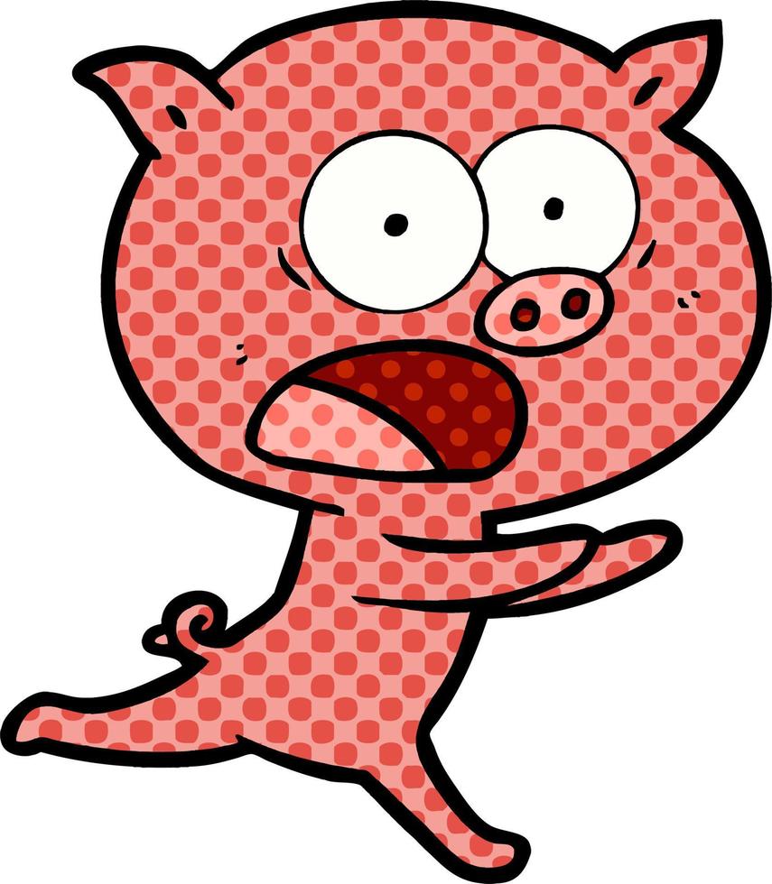 cartoon pig running vector