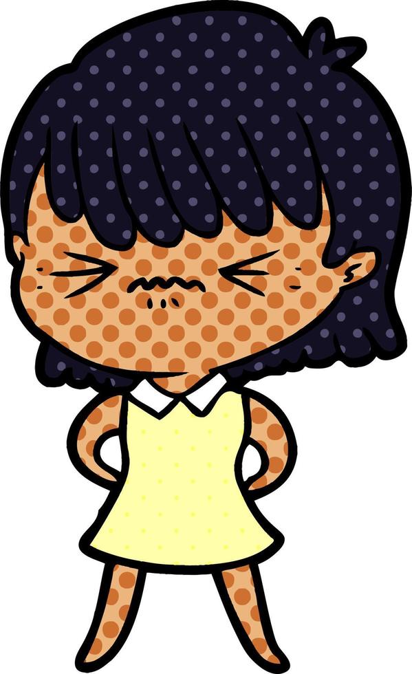 annoyed cartoon girl vector