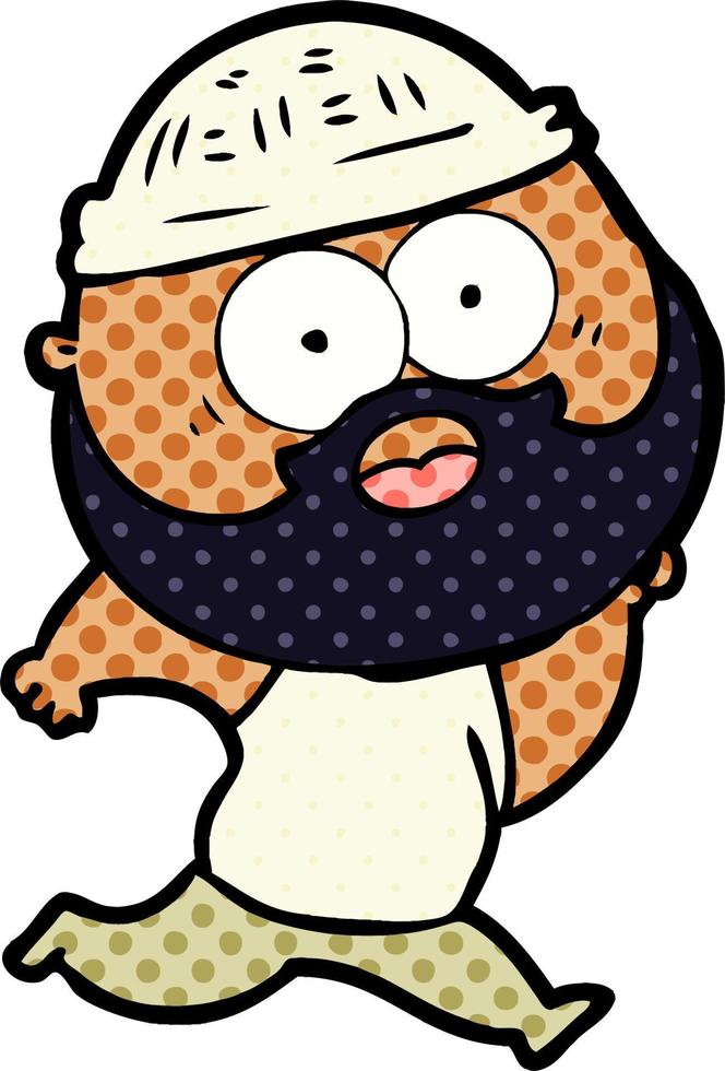 cartoon bearded man running vector