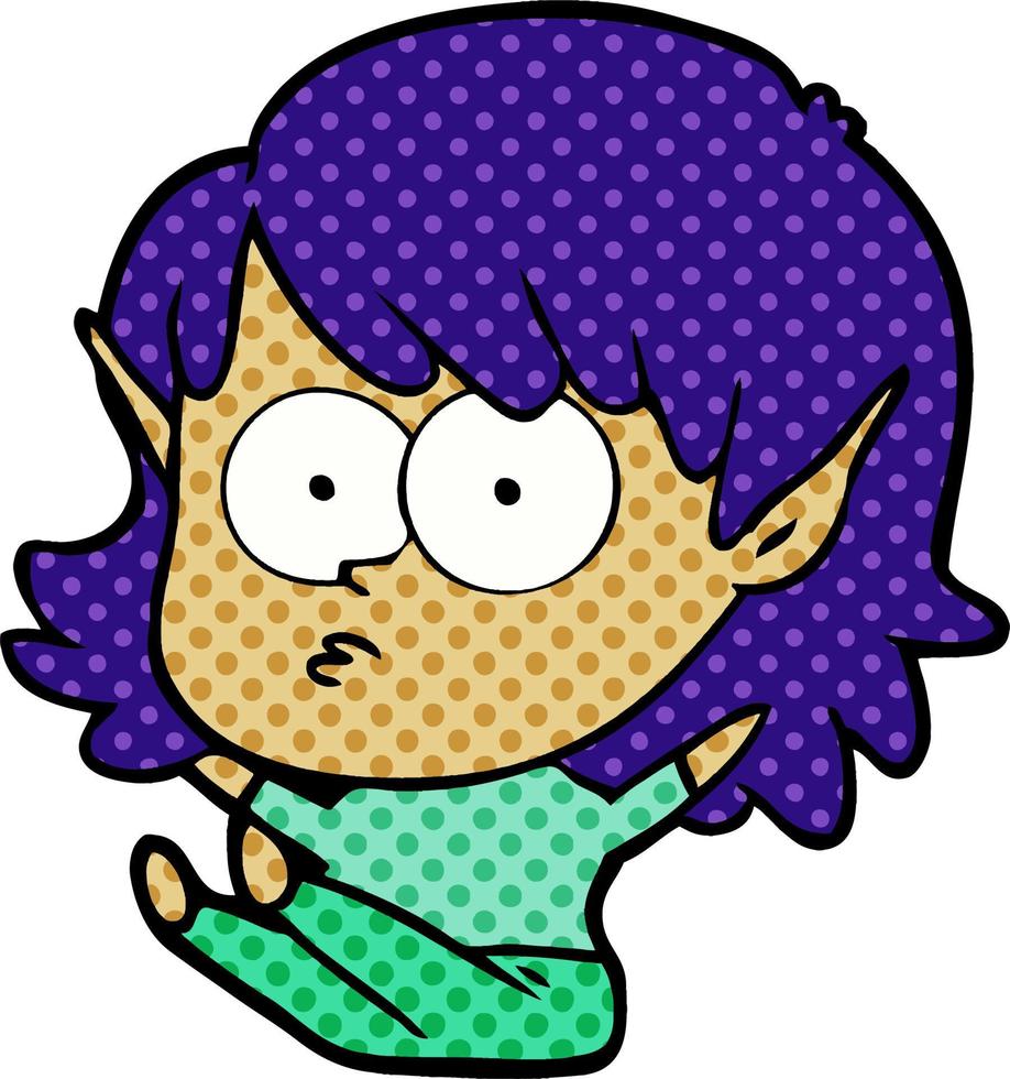 cartoon elf girl staring vector