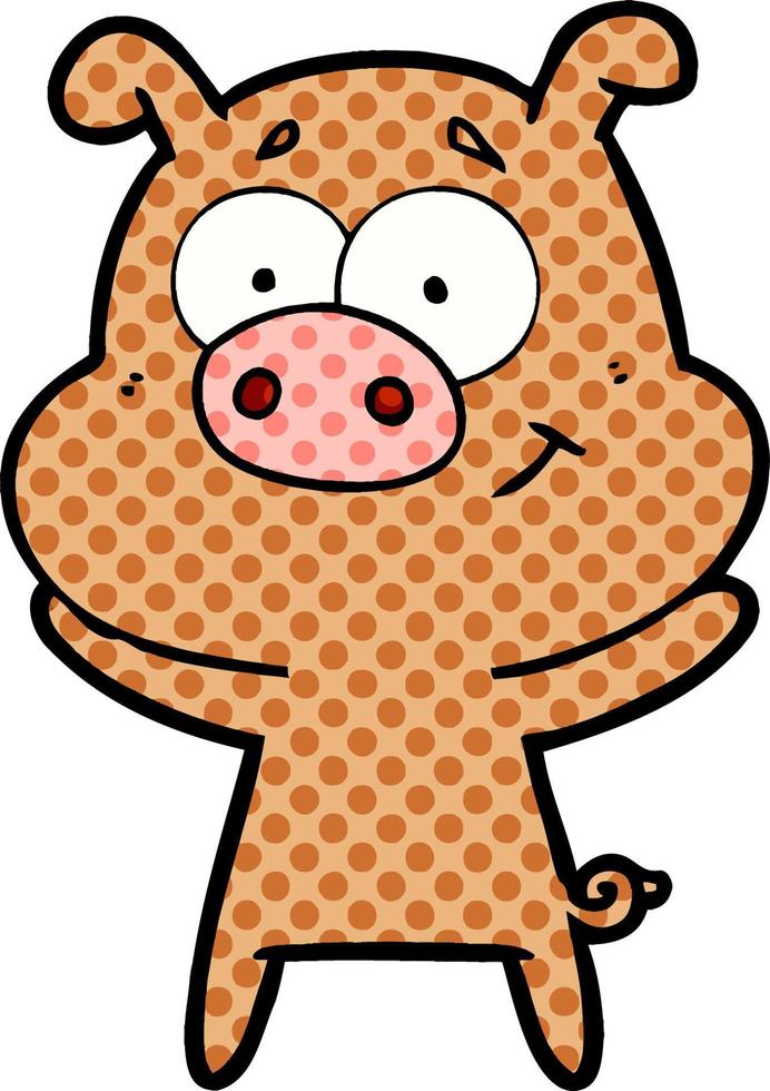 happy cartoon pig vector